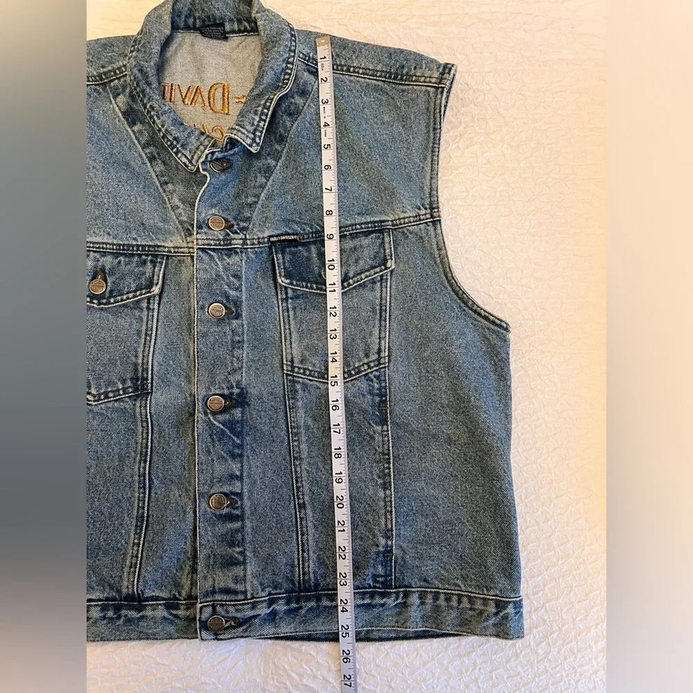 Harley Davidson Embroidered Denim Vest - Size XL